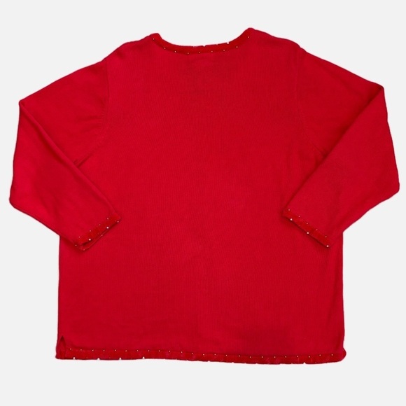 Quacker Factory Christmas Holidays Sweater with Beaded Gold Reindeer Size 2X - Picture 3 of 11